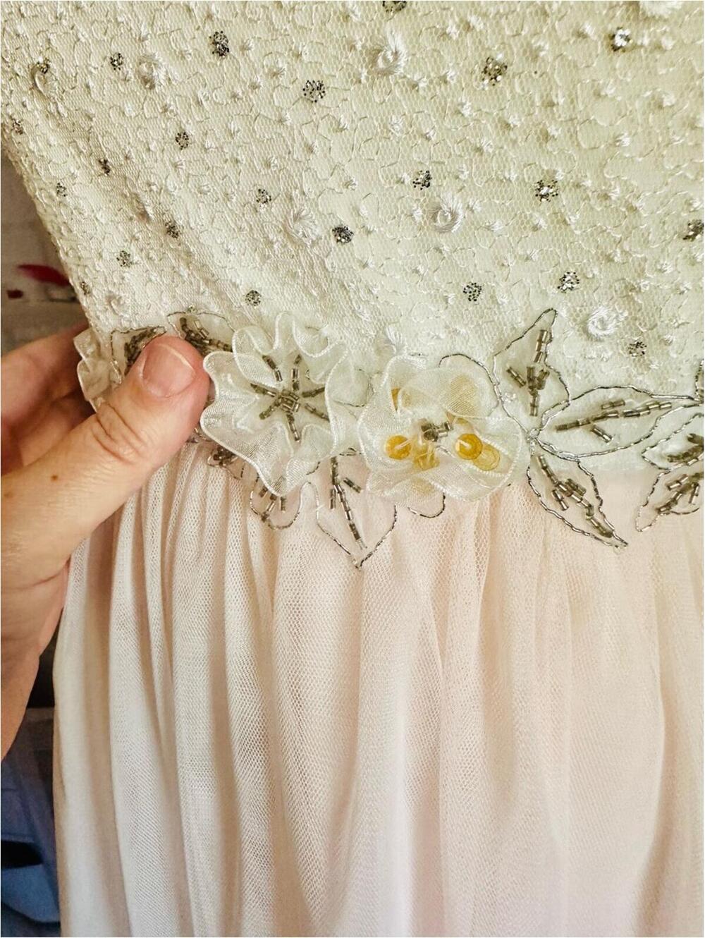 Masquerade Ivory and Pale Pink Beaded Party Dress - Picture 9 of 9